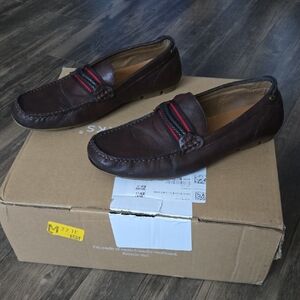 Aldo Men's Brown Loafers with Red Accents sz. 8 Used fit 9.5